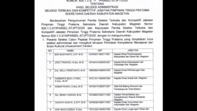 Delapan Pejabat Melaju di Seleksi Sekda Magetan