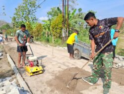 Mesin Stamper Dikerahkan untuk Padatkan Dasar Paving Jalan TMMD 129 Bulu Lor