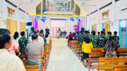 Tempuh 34 Km ke Kota, Satgas TMMD Umat Nasrani Ibadah Bareng di Gereja GKIN