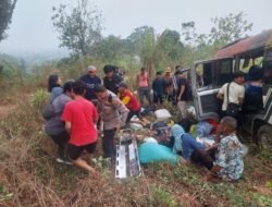 Rem Blong di Jalur Gotekan Pacet, Minibus Elf Berpenumpang 16 Orang Alami Kecelakaan Tunggal